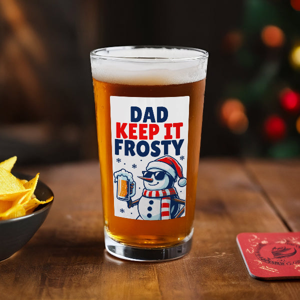 Personalised Keep It Frosty Funny Christmas Beer Glass