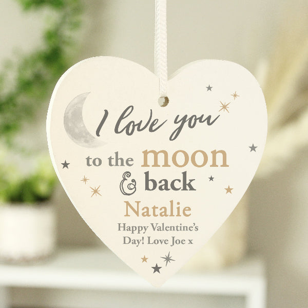 Personalised To the Moon and Back Valentines Day Heart Decoration