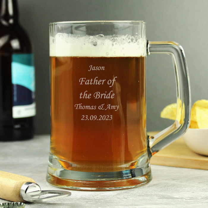 Engraved Pint Tankard Glass With Folding Gift Box