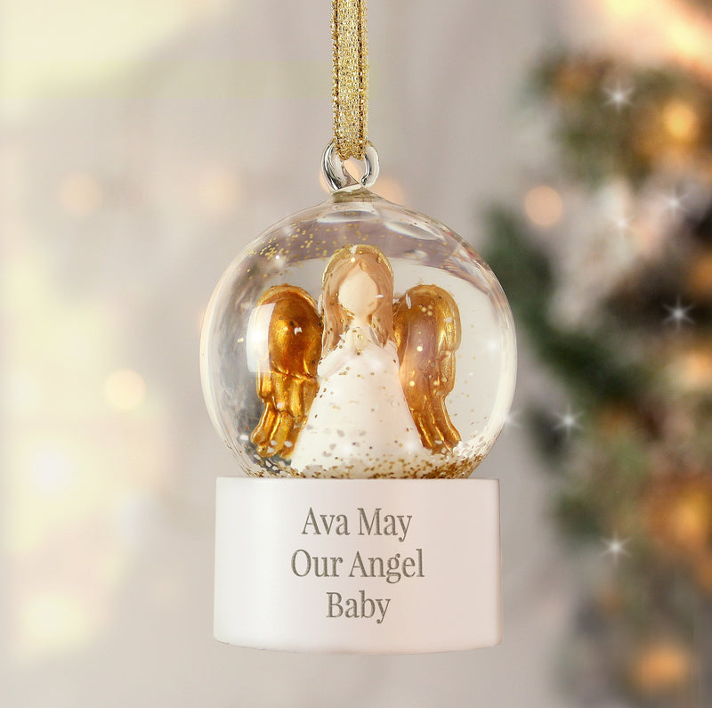 Personalised Angel Memorial Snow Globe Christmas Decoration