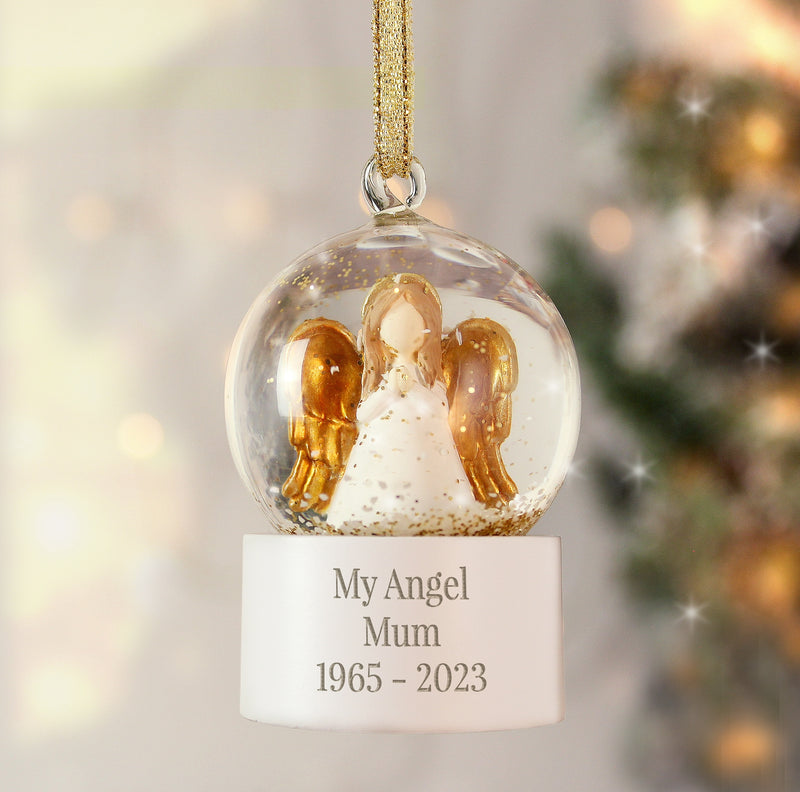Personalised Angel Memorial Snow Globe Christmas Decoration