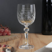 Engraved Cut Crystal Wine Glass