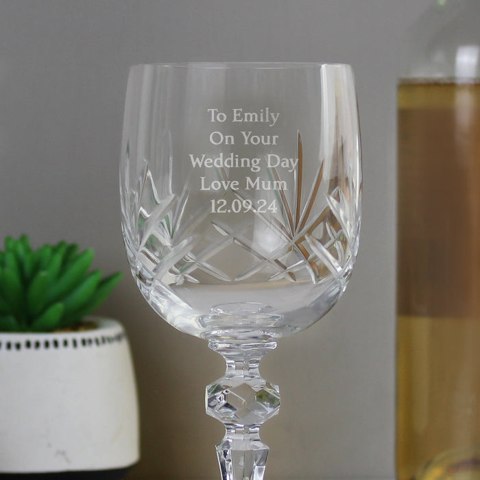 Engraved Cut Crystal Wine Glass