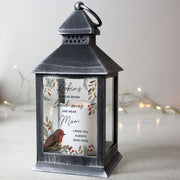 Personalised Robins Appear Memorial Black Lantern