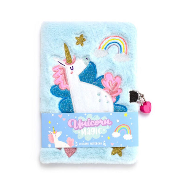 Unicorn Magic Plush Lockable Notebook with Padlock & Key