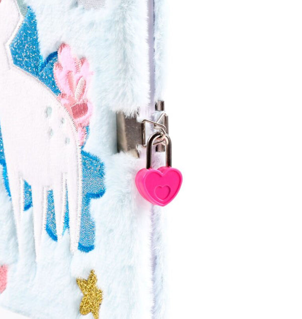 Unicorn Magic Plush Lockable Notebook with Padlock & Key