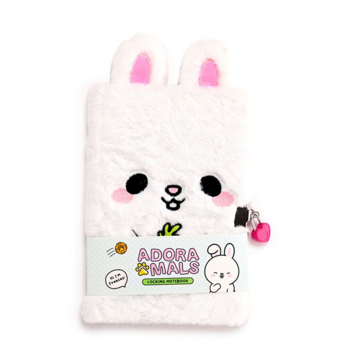 Adoramals Frances the Rabbit Plush Lockable Notebook with Padlock & Key