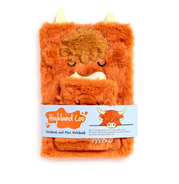 Highland Coo Cow Plush Notebook with Pouch & Mini Notebook