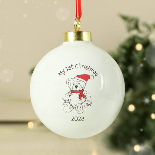 Personalised My 1st Christmas Teddy Bear Bauble Ornament 