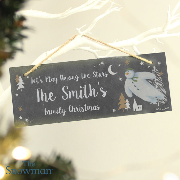 Personalised The Snowman Magical Adventure Christmas Hanging Slate Sign