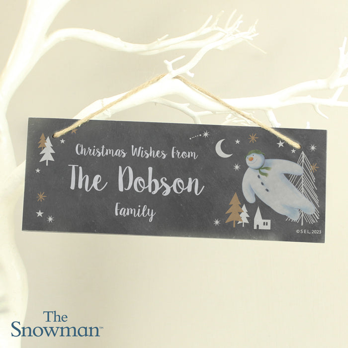 Personalised The Snowman Magical Adventure Christmas Hanging Slate Sign
