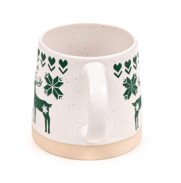 Green Reindeer Tapered Stoneware Christmas Mug
