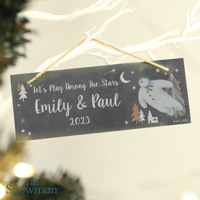 Personalised The Snowman Magical Adventure Christmas Hanging Slate Sign