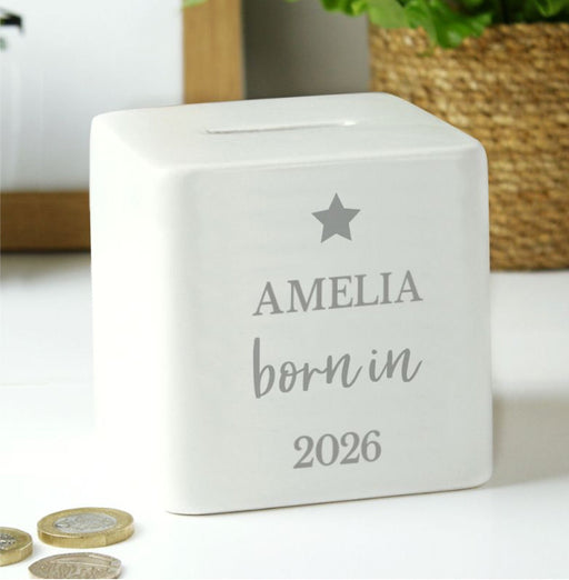 Personalised Born in 2026 Money Box