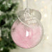 Born In 2026 Pink Feather Glass Christmas Bauble With Heart Tag