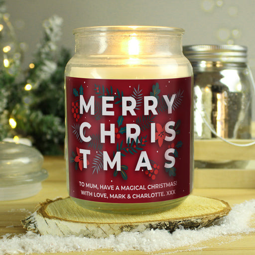 Personalised Christmas Large French Vanilla Scented Jar Candle