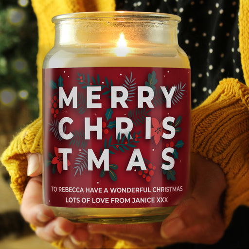 Personalised Christmas Large French Vanilla Scented Jar Candle