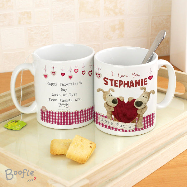 Personalised Boofle Shared Heart Valentines Day Mug