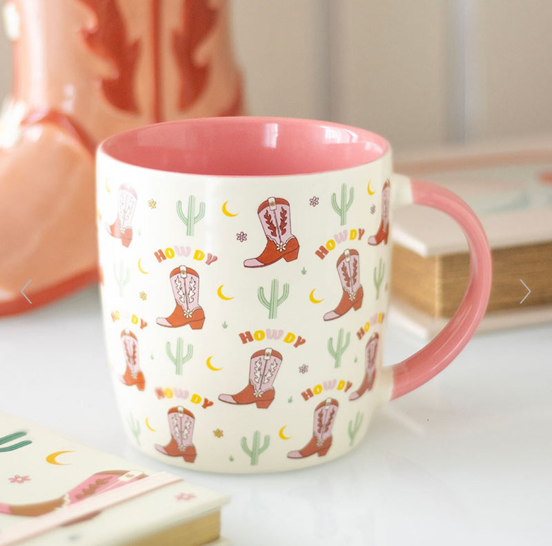 Howdy Cowboy Boot Print Mug - Cowboy Inspired Home Decor
