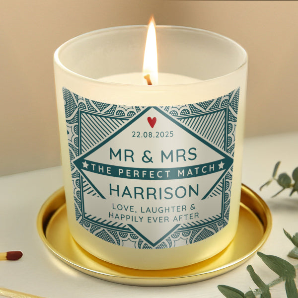 Personalised The Perfect Match Wedding Candle