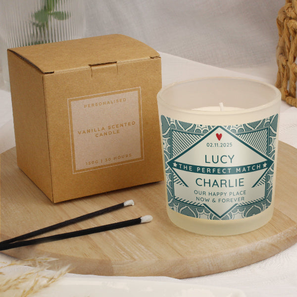Personalised The Perfect Match Wedding Candle