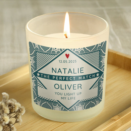 Personalised The Perfect Match Valentines Day Candle