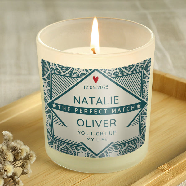 Personalised The Perfect Match Valentines Day Candle