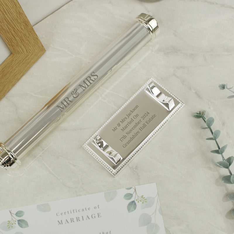 Personalised Engraved Silver Plated Certificate Holder