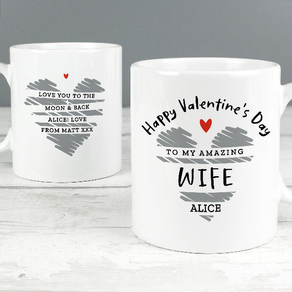 Personalised Happy Valentine's Day Wife Mug
