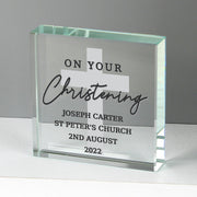 Personalised On Your Christening Crystal Glass Gift Plaque