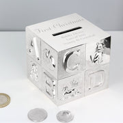 Engraved Silver Plated ABC Money Box - Christening Gift