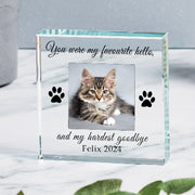 Bespoke Cat Memorial Glass Photo Gift - Favourite Hello Hardest Goodbye
