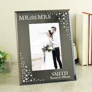 Mr and Mrs Wedding Diamante Glass Photo Frame - 6x4