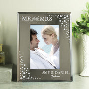 Mr and Mrs Wedding Diamante Glass Photo Frame - 6x4