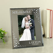 Mr and Mrs Wedding Diamante Glass Photo Frame - 6x4
