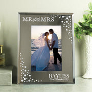 Mr and Mrs Wedding Diamante Glass Photo Frame - 6x4