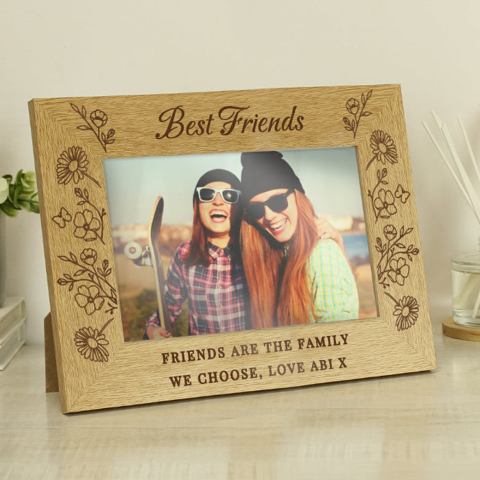 Personalised Photo Frame With Name & Message - Wildflowers