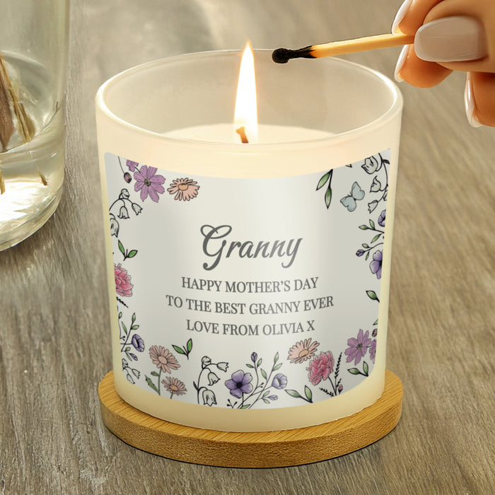 Personalised Granny Wild Flowers Candle Jar
