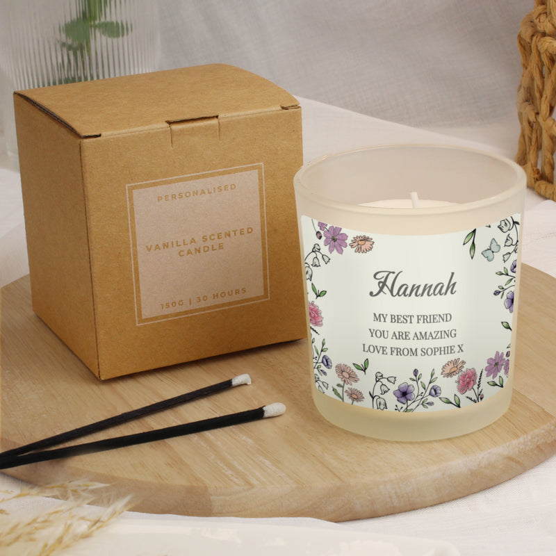 Personalised Friend Wild Flowers Candle Jar