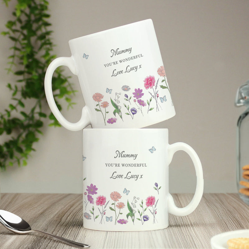 Personalised Wild Flowers Design Mug