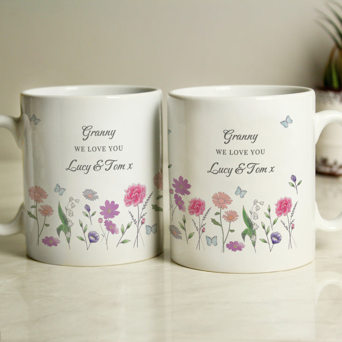 Personalised Granny Wild Flowers Mug