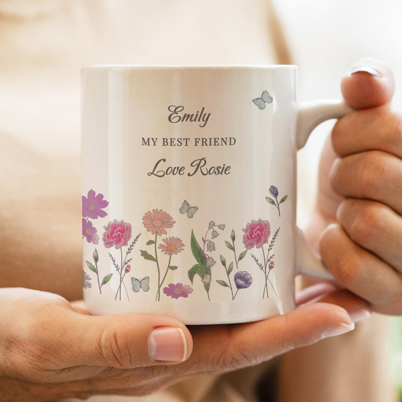 Personalised Friend Wild Flowers Mug