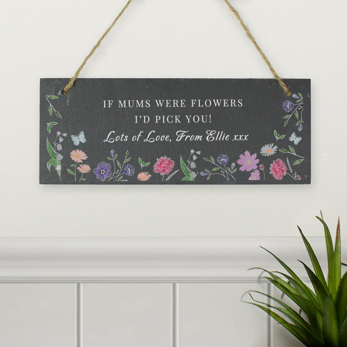 Personalised Wild Flowers Design Slate Garden Sign