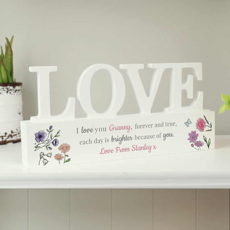 Personalised Granny Wild Flowers Love Ornament