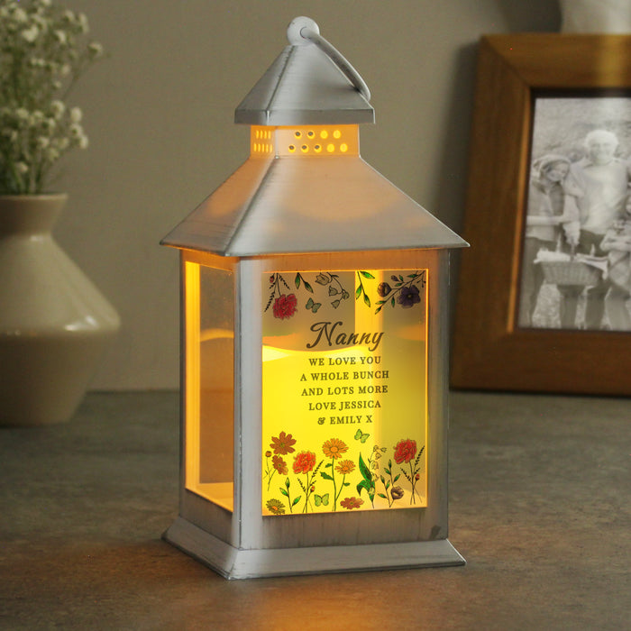 Personalised Nanny Wild Flowers LED Lantern