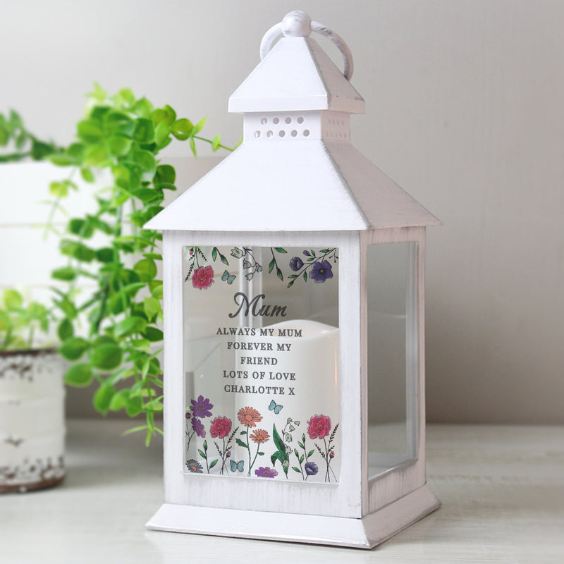 Personalised Mum Wild Flowers LED Lantern