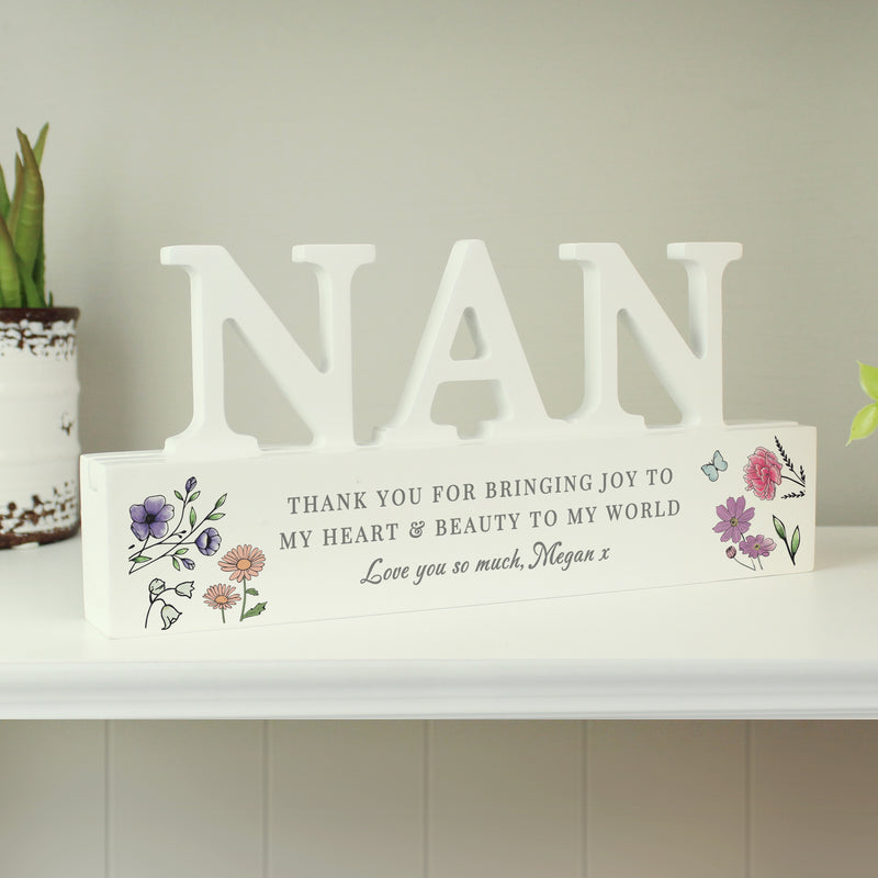 Personalised Wild Flowers Design Nan Ornament