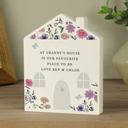 Personalised Wild Flowers Wooden House Shaped Ornament