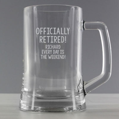 Personalised Retirement Glass Tankard Gift Boxed - Any Text