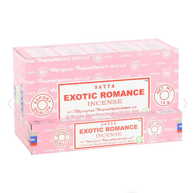 12 Packs of Satya Exotic Romance Incense Sticks